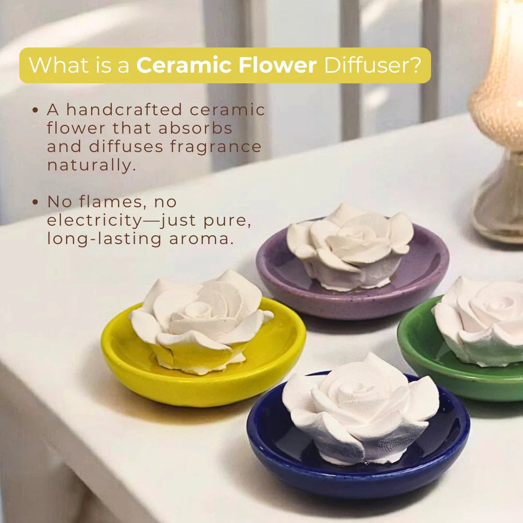 Tuberose Diffuser Oil + Ceramic Flower Aromatherapy Combo
