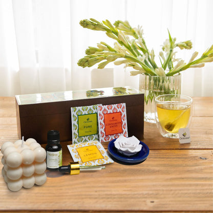 Mother’s Day Wellness Gift Box – Assorted Green Teas, Aromatherapy &amp; Candle Set