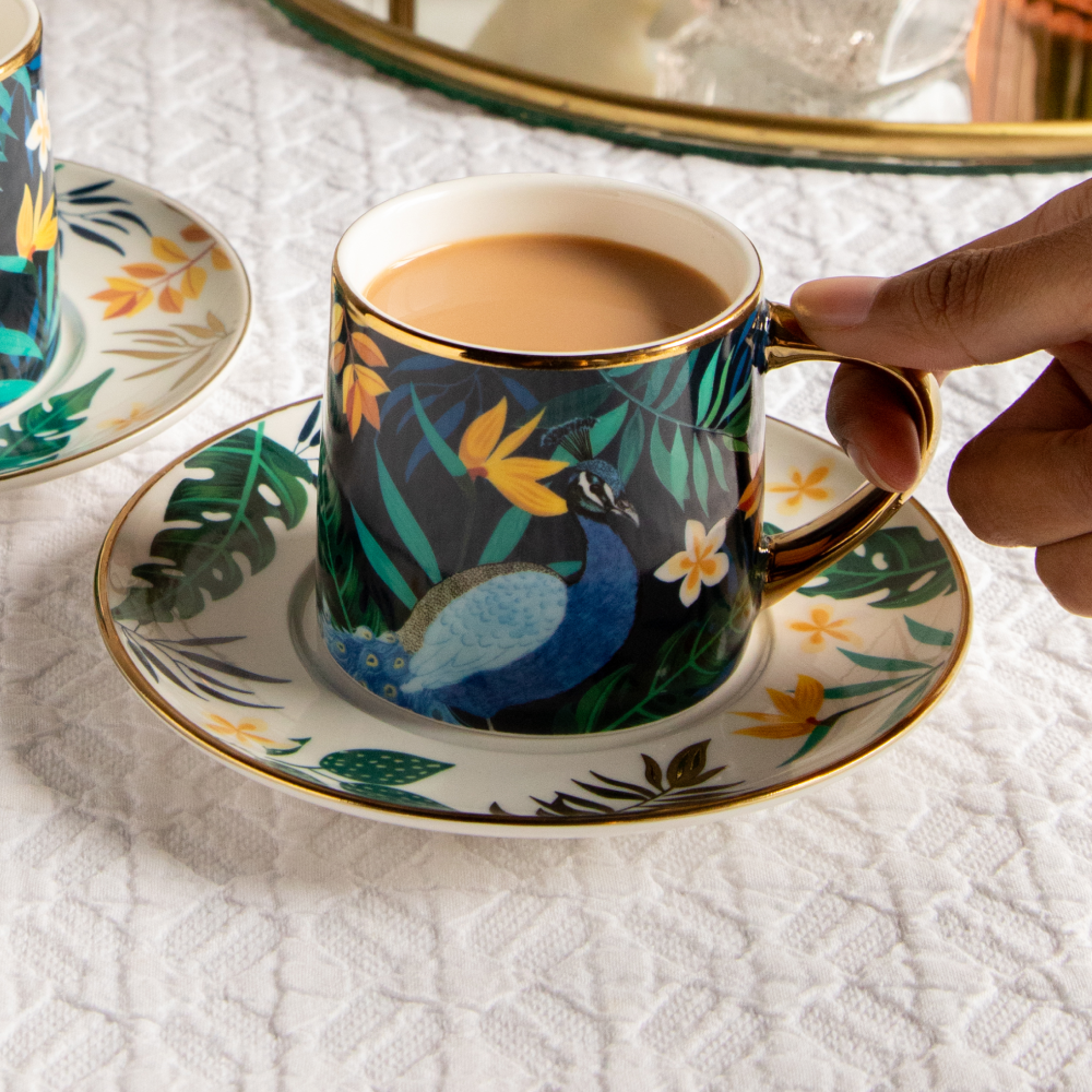 Tropical Elegance Teaset– Set of 6 Cups &amp; Saucers (200 ML Each)