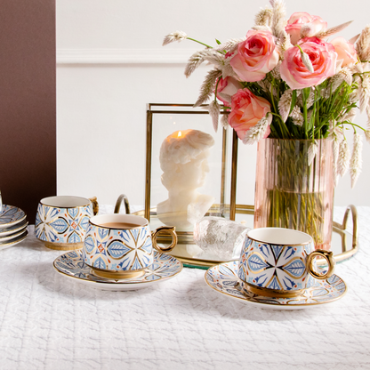 Imperial Mosaic Tea Set (6 Cups &amp; Saucers) – 200 ML Each