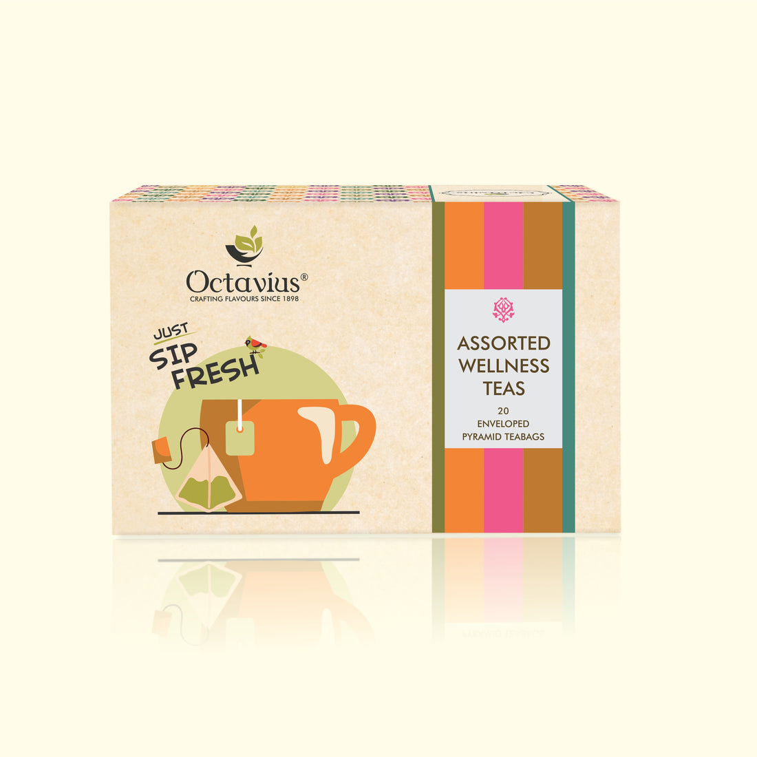 Assorted Wellness Teas   - 20 Enveloped Pyramid Tea Bags
