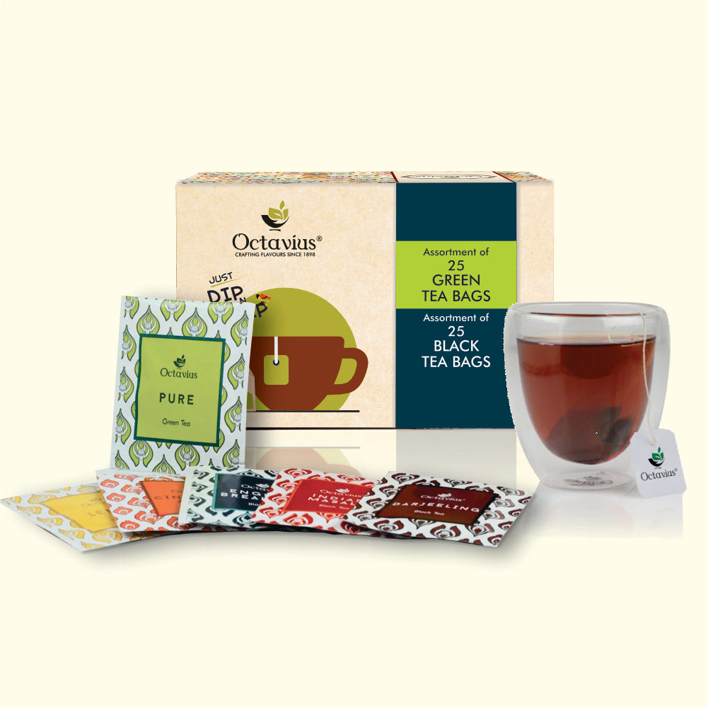 6 Assorted Black and Green Teas - 50 Teabags Economy Pack
