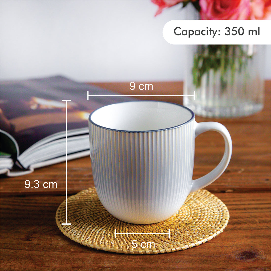 Aura Lines Blue Mist Coffee Mug (Set of 2) – 350 ml