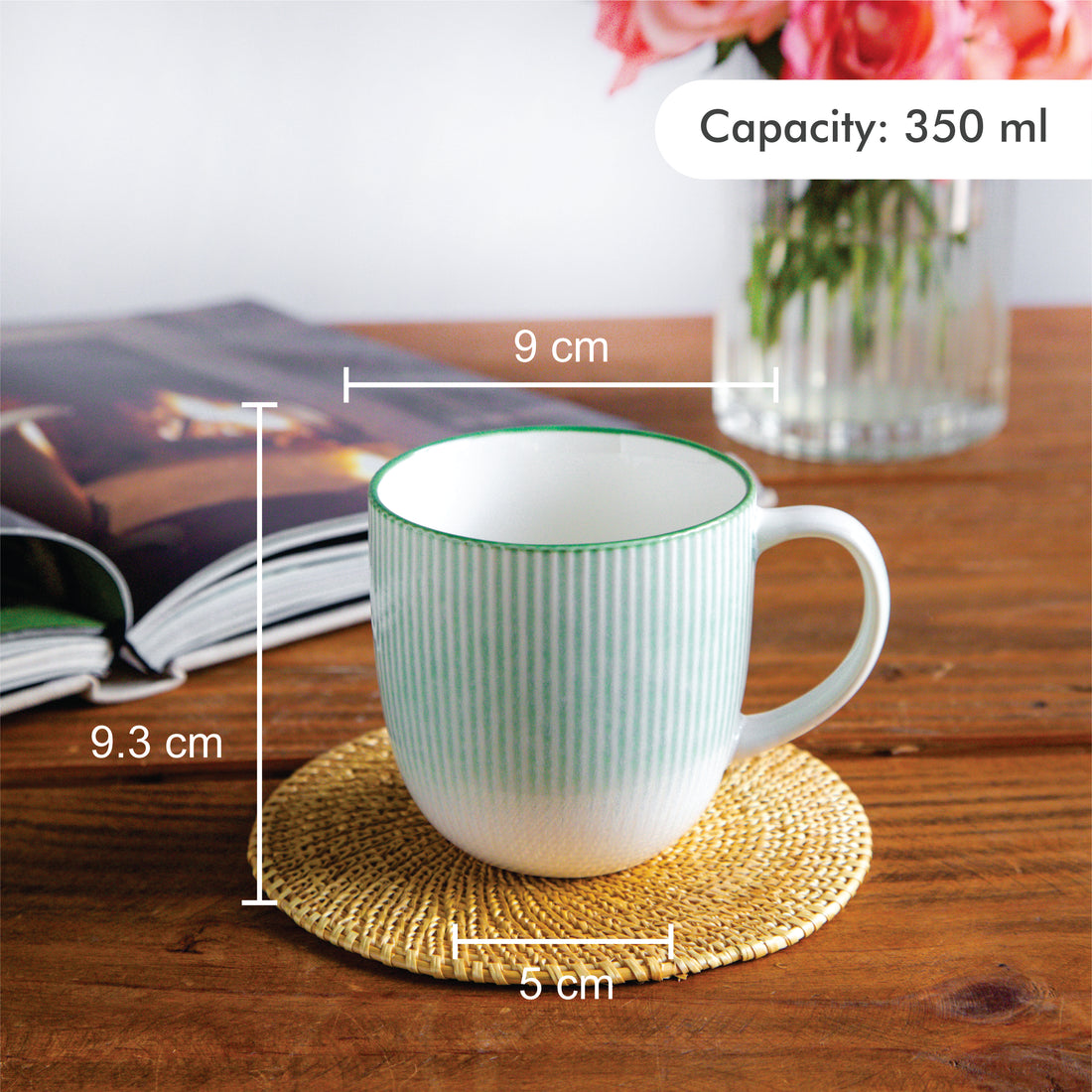Aura Lines Mint Glow Coffee Mug (Set of 2) – 350 ml
