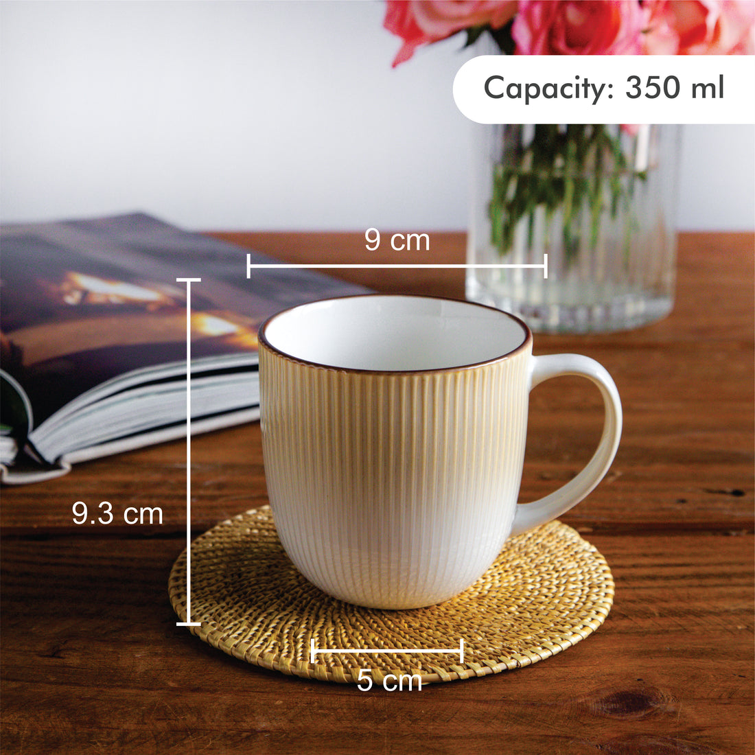 Aura Lines Golden Hue Coffee Mug (Set of 2) – 350 ml