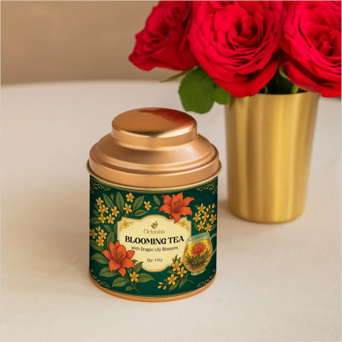 Octavius Blooming Tea – With Dragon Lily Blossoms (Pack of 5)