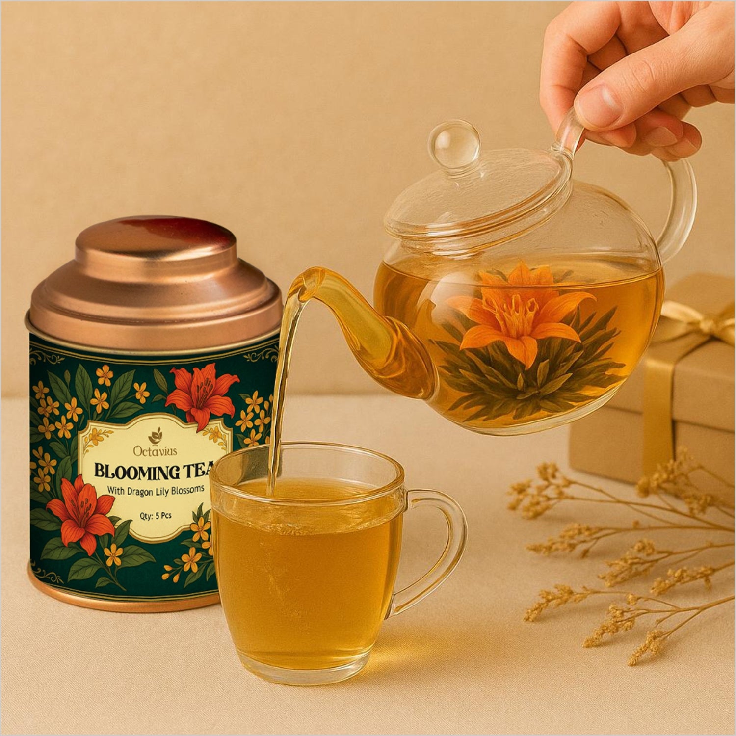 Octavius Blooming Tea – With Dragon Lily Blossoms (Pack of 5)