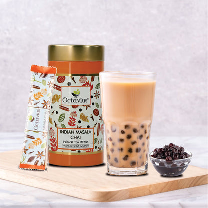 Bubble Tea Tapioca Pearls With Masala Chai Premix &amp; 10 Straws