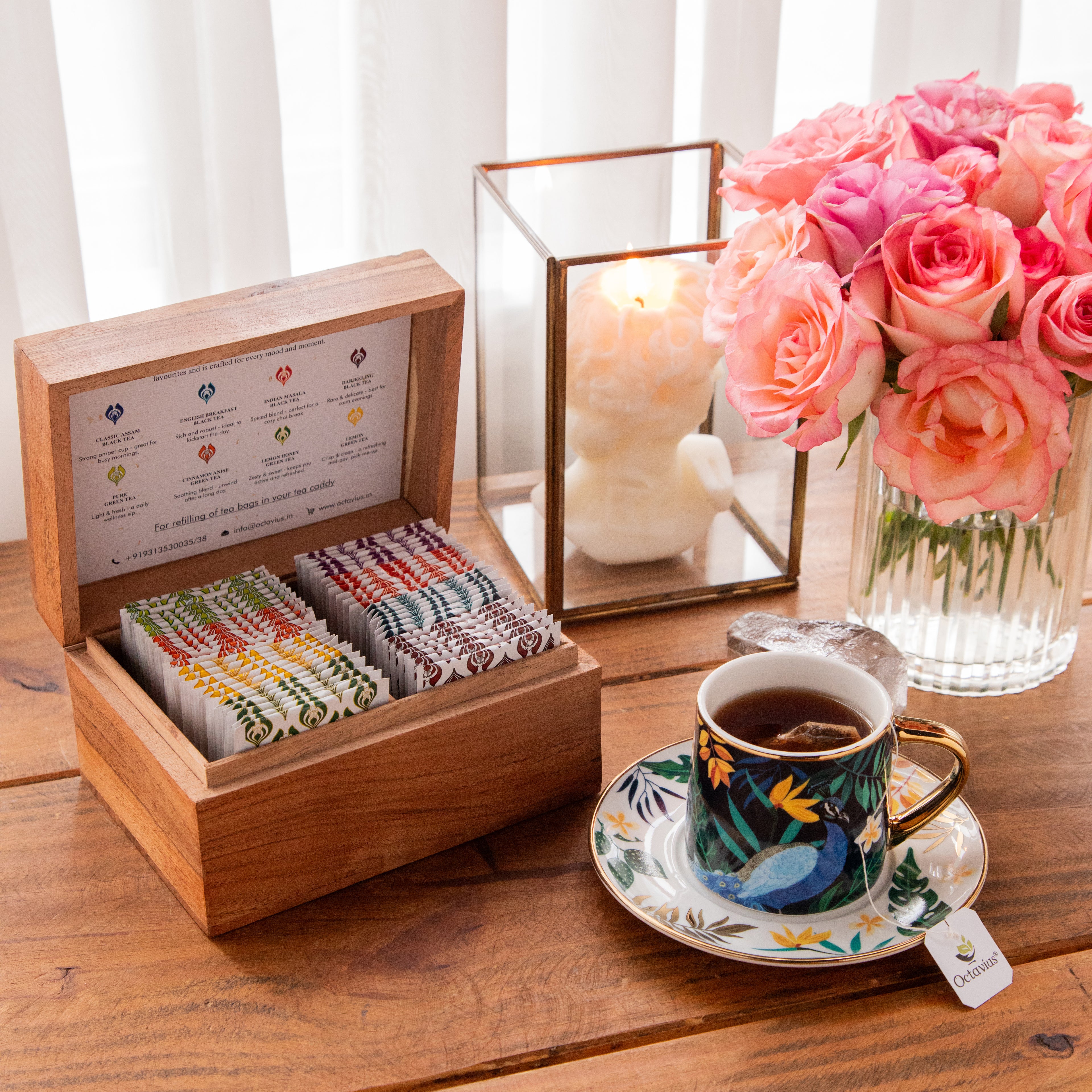 Tea Explorers’ Collection in Heritage Mandala Wooden Caddy – 50 Enveloped Teabags