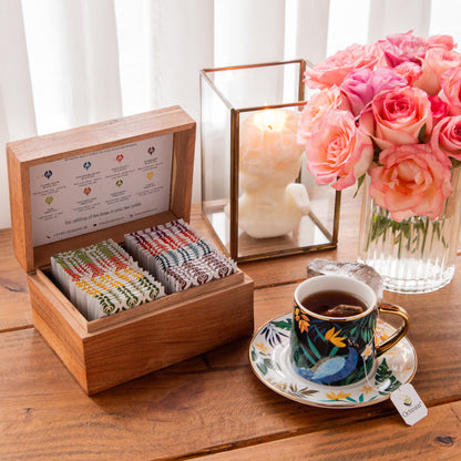 Tea Explorers’ Collection in Heritage Mandala Wooden Caddy – 50 Enveloped Teabags