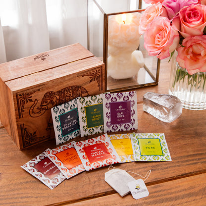 Tea Explorers’ Collection in Imperial Elephant Wooden Caddy (50 Enveloped Teabags)