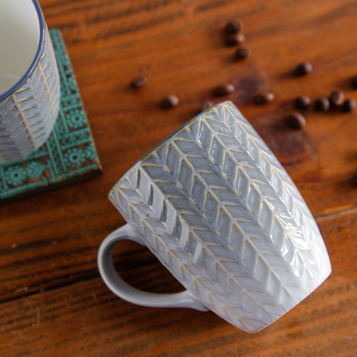 Luxe Weave Coffee Mug Ocean Mist (Set of 2) – 380 ml