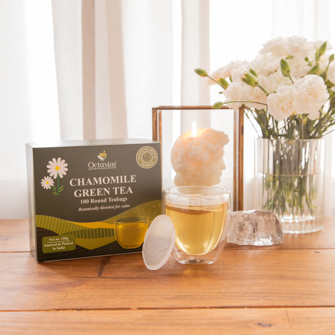 Octavius Chamomile Green Tea – 100 Round Teabags