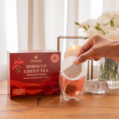 Octavius Hibiscus Green Tea – 100 Round Teabags