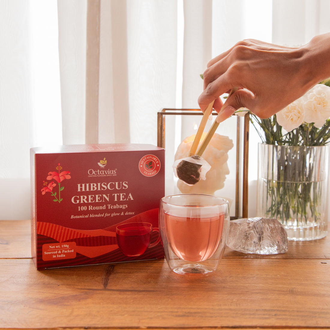 Octavius Hibiscus Green Tea – 100 Round Teabags