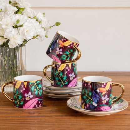 Golden Rainforest Tea Set (6 Cups &amp; Saucers) – 200 ml Each