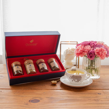 Tea Time Treasure – Tea Lovers Delight  (4 Loose Leaf Green Teas with Golden Spoon)