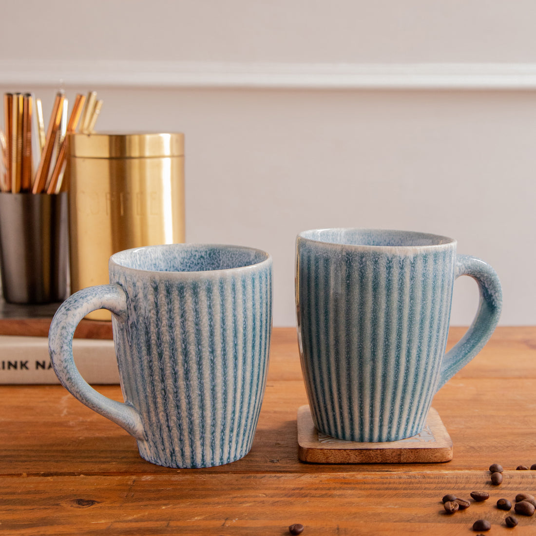 Coastal Ripple Hand-Painted Ceramic Mug – 650 ml