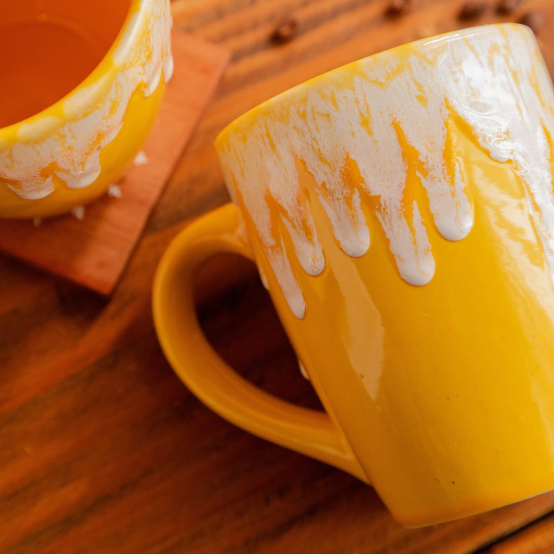 Sunburst Drizzle Hand-Painted Ceramic Mug – 650 ml