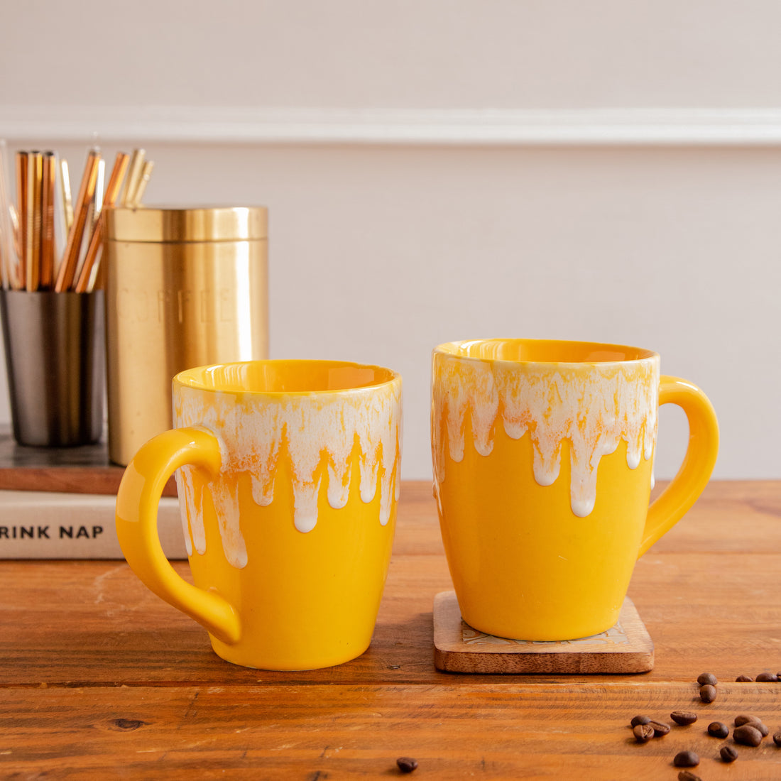 Sunburst Drizzle Hand-Painted Ceramic Mug – 650 ml