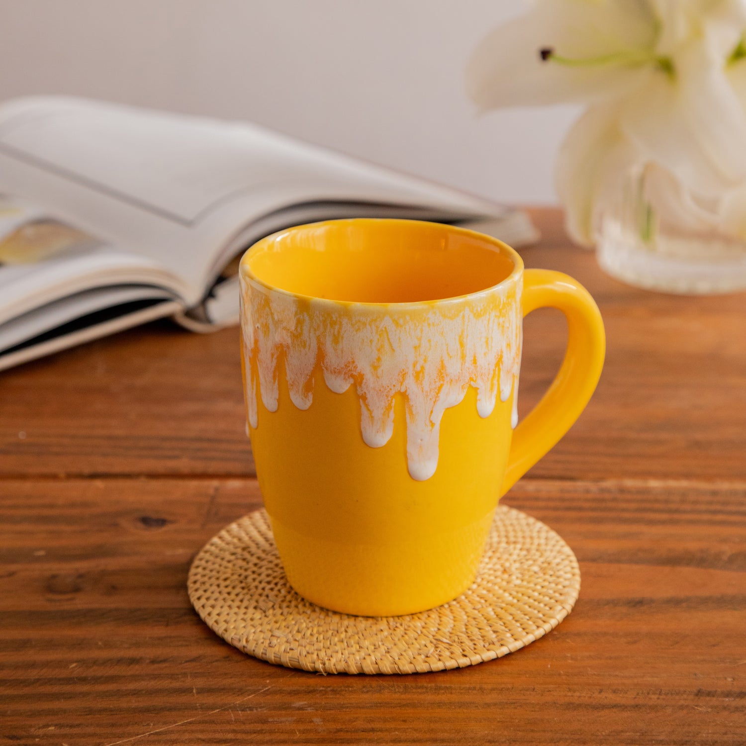Sunburst Drizzle Hand-Painted Ceramic Mug – 650 ml