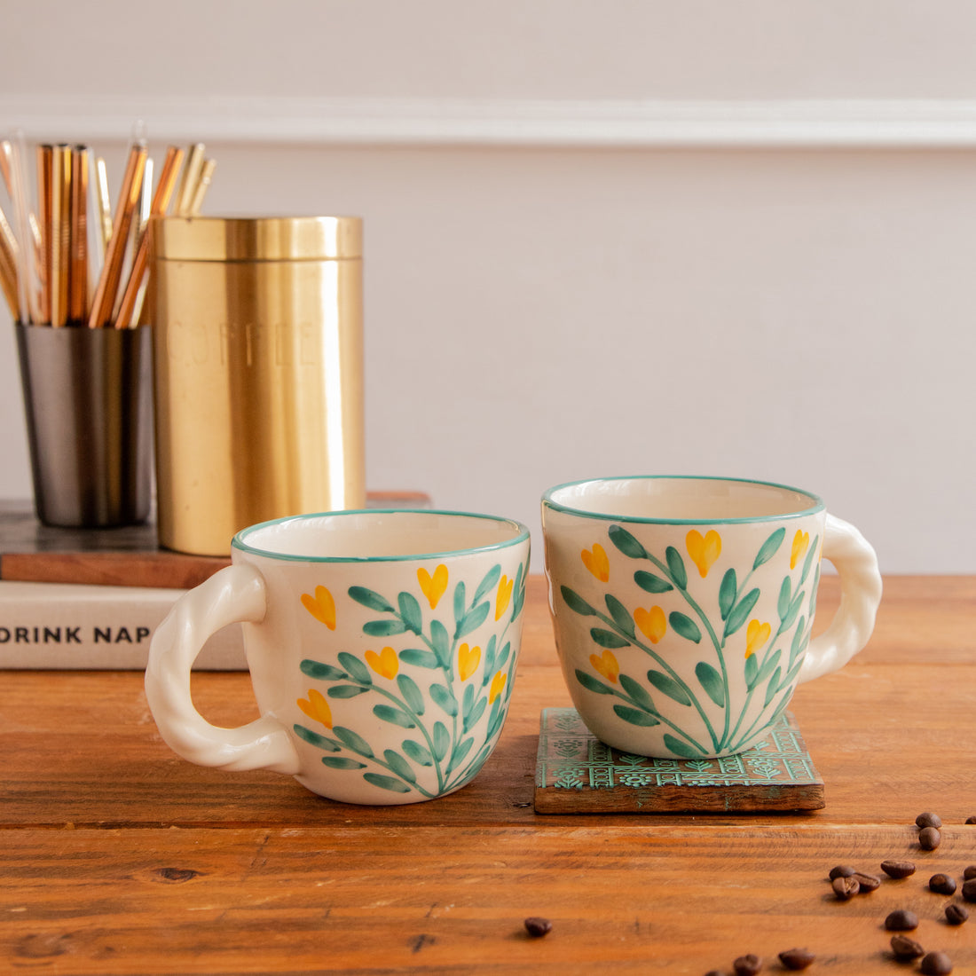 Gulmohar Grove Hand-Painted Ceramic Mug – 450 ml