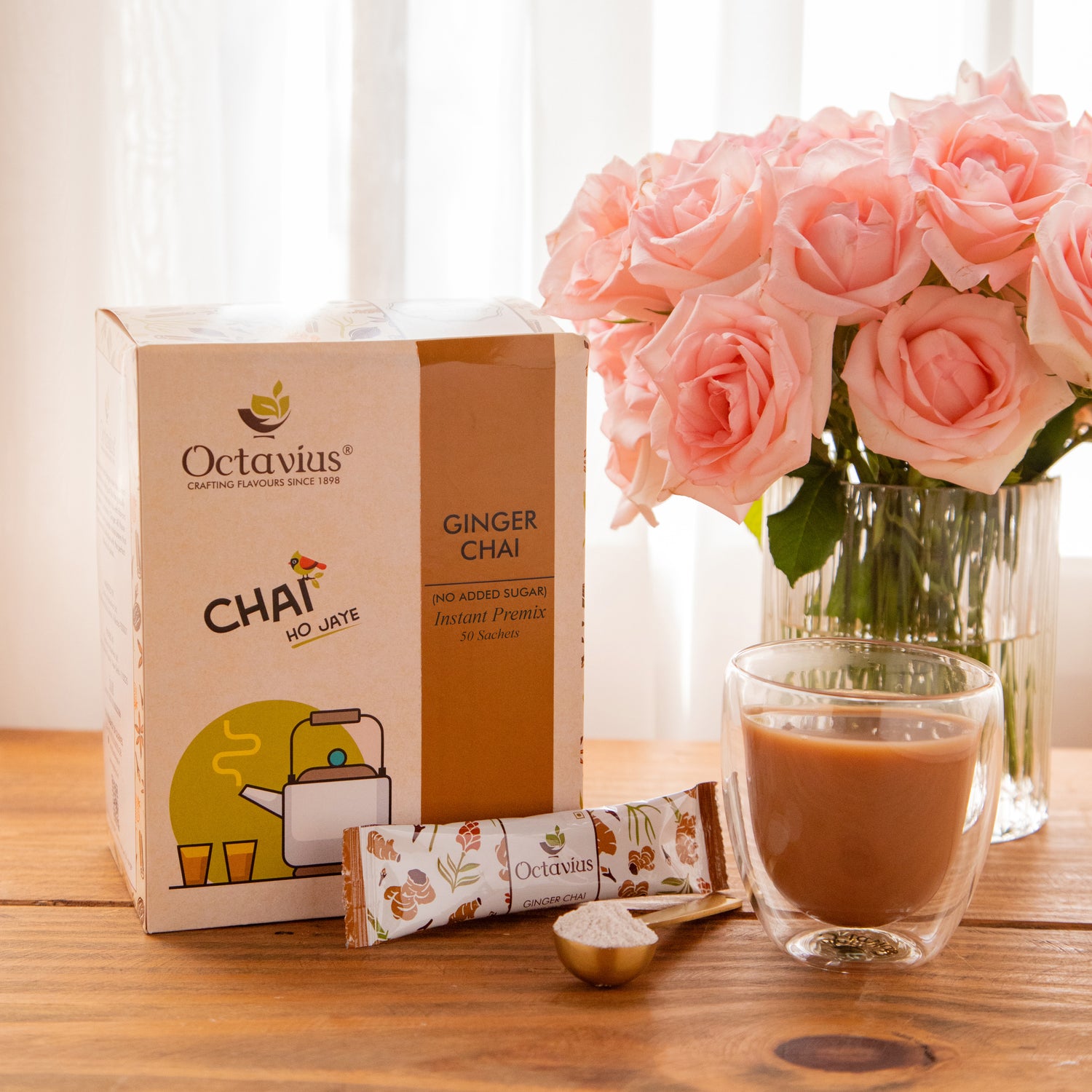 Ginger Chai Instant Premix  ( No added Sugar ) - 50 sachets