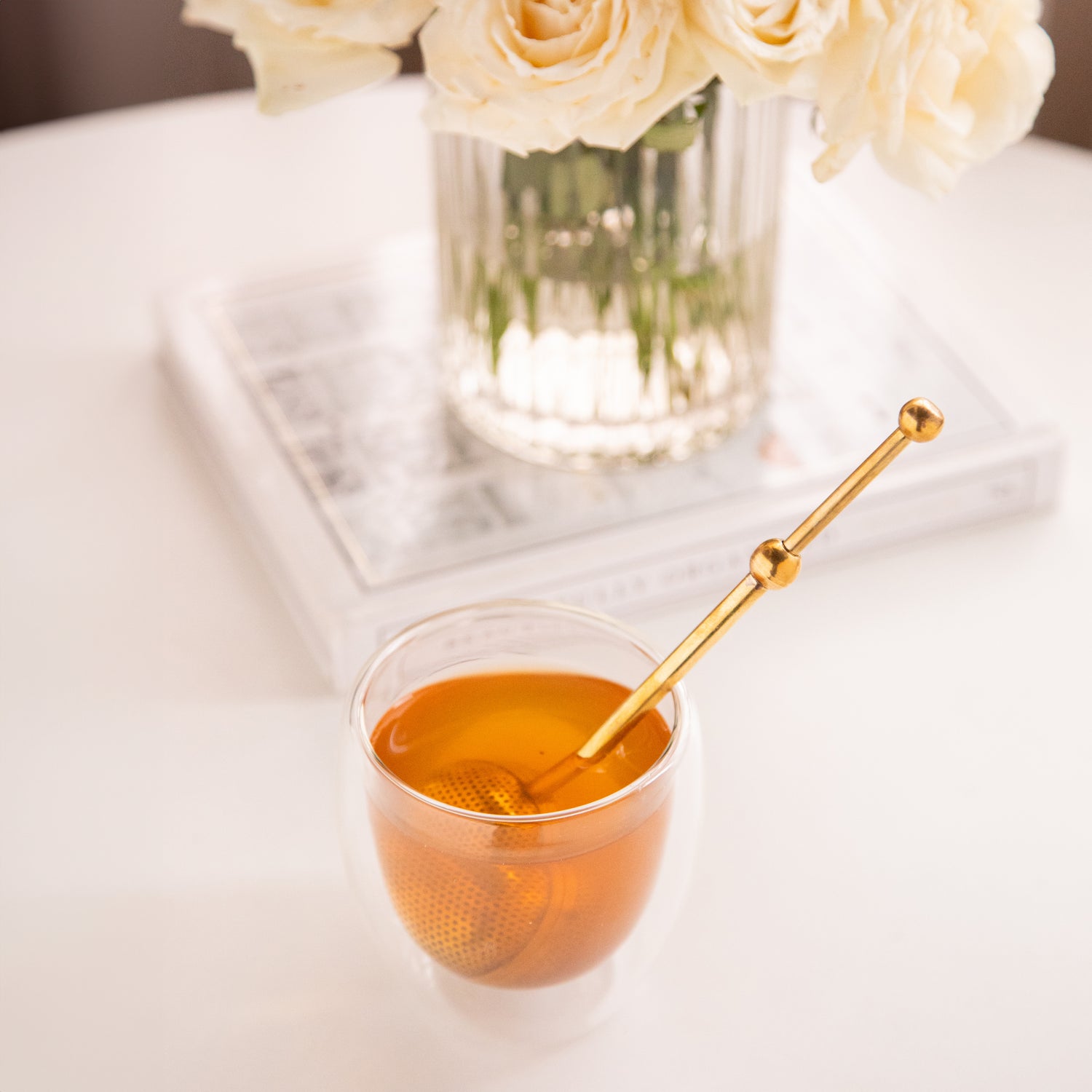 Ball Shaped Brass Infuser with Push handle