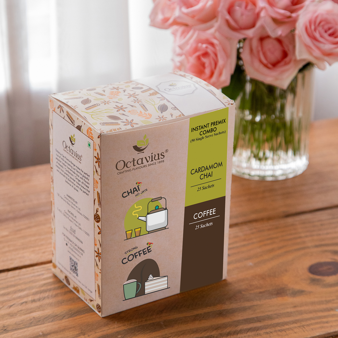 2 in 1 Instant Premix - Cardamom Chai and Coffee 50 Sachets