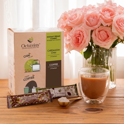 2 in 1 Instant Premix - Cardamom Chai and Coffee 50 Sachets