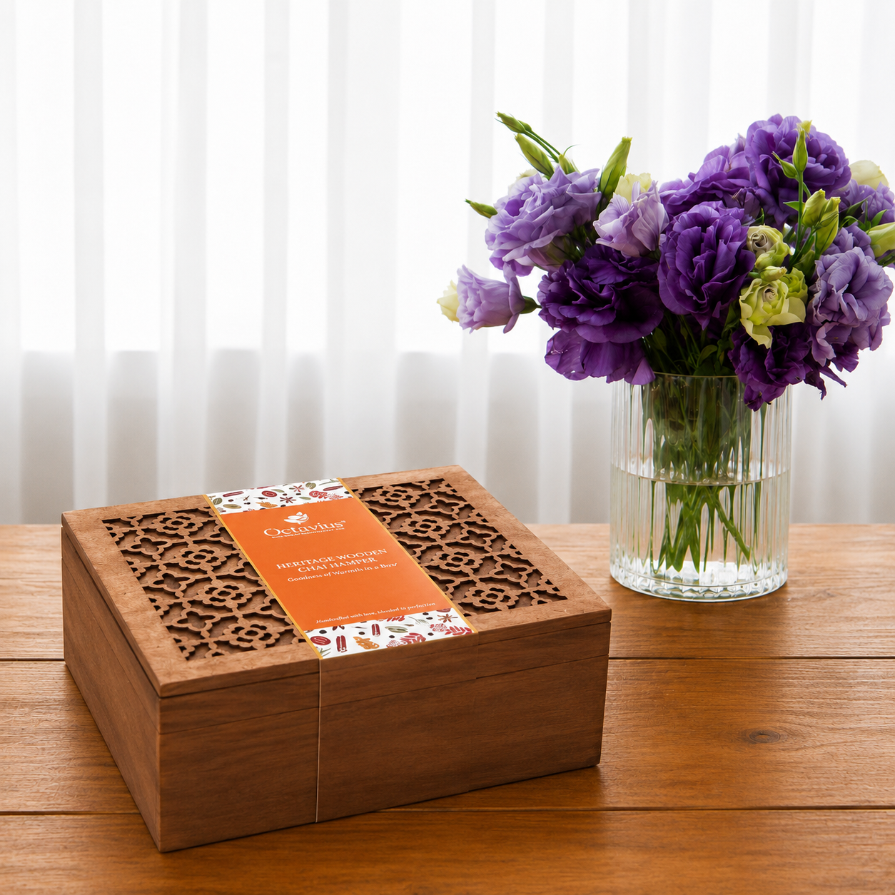 Heritage Wooden Chai Hamper – Masala Tea Premix &amp; Ceramic Cups