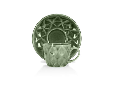 Diamond Glaze Tea Set – 6 Cups &amp; 6 Saucers