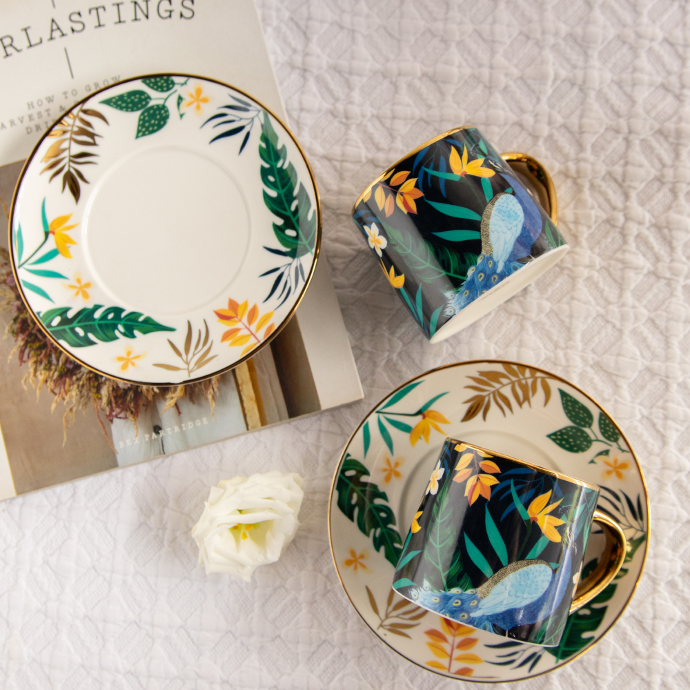 Tropical Elegance Teaset– Set of 6 Cups &amp; Saucers (200 ML Each)