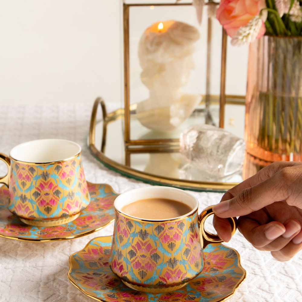 Regal Ikat Tea Set (6 Cups &amp; Saucers) – 200 ML Each