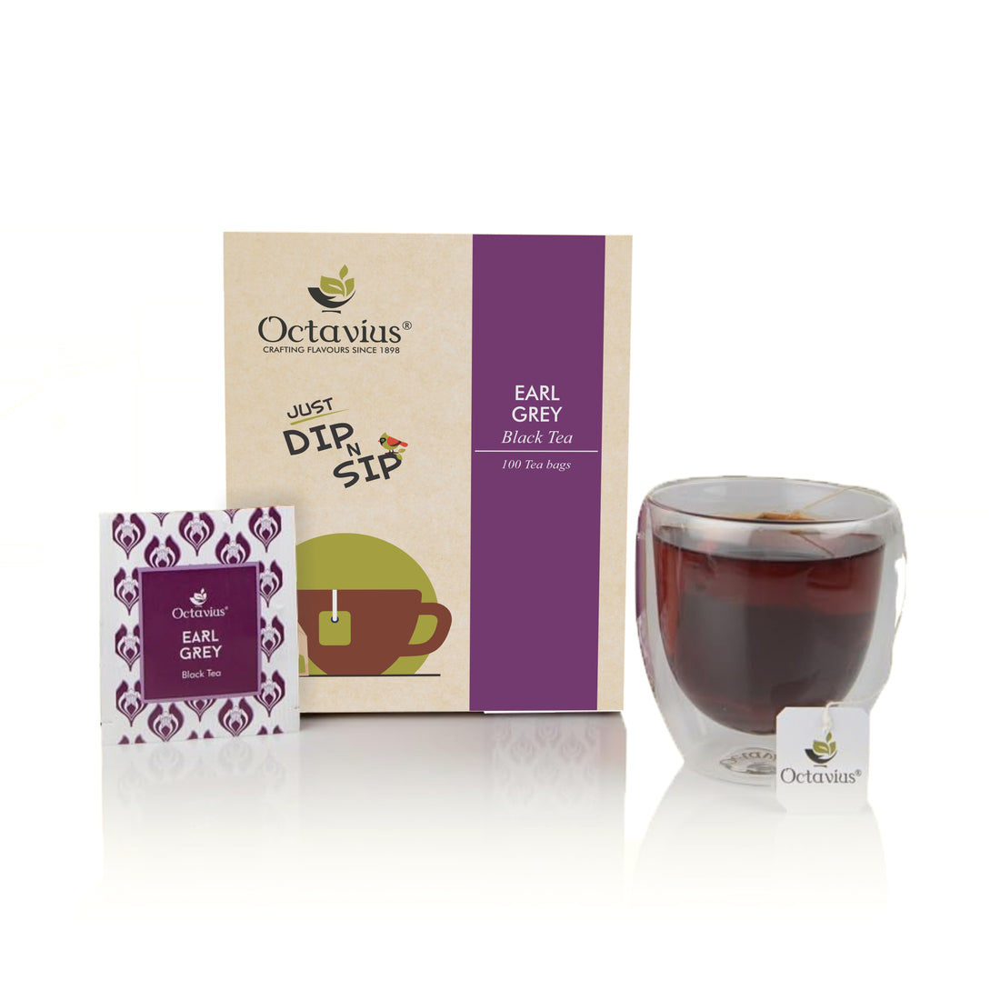 Octavius Earl Grey Black Tea Enveloped Tea Bags Economy Pack -100 Teabags
