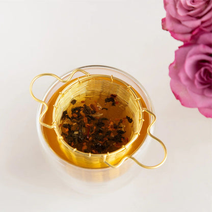 Mother’s Day Tea Gift Box – Rose Glow Elixir with Aromatherapy &amp; Brass Strainer