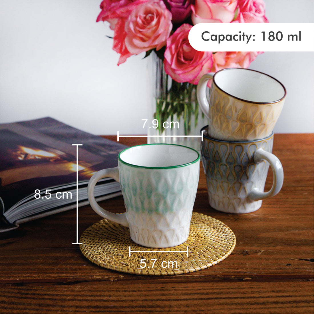 Eterna Leaf Teacup Set (6 pcs) – 180 ml each