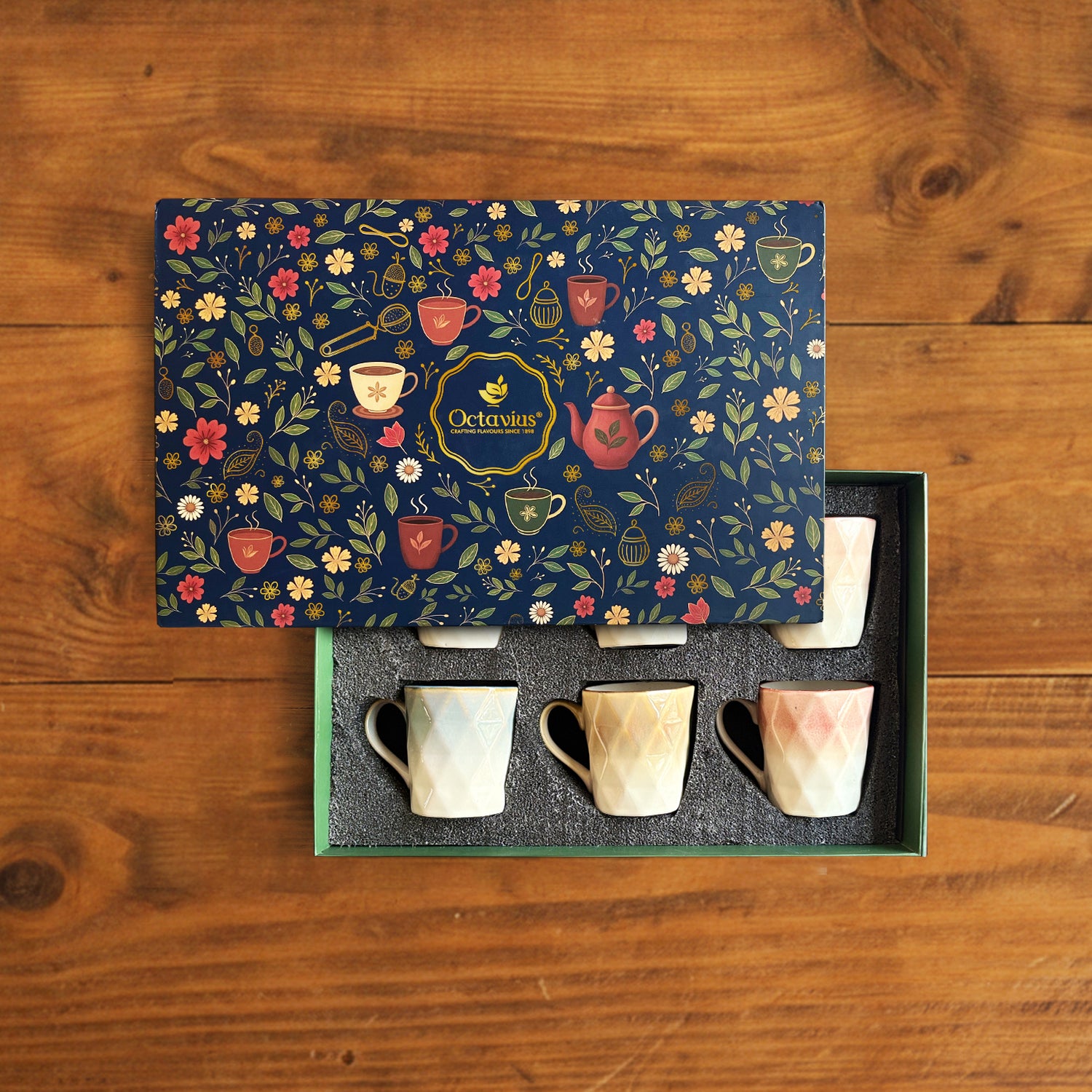 Facet Glow Teacup Set (6 pcs) – 180 ml each