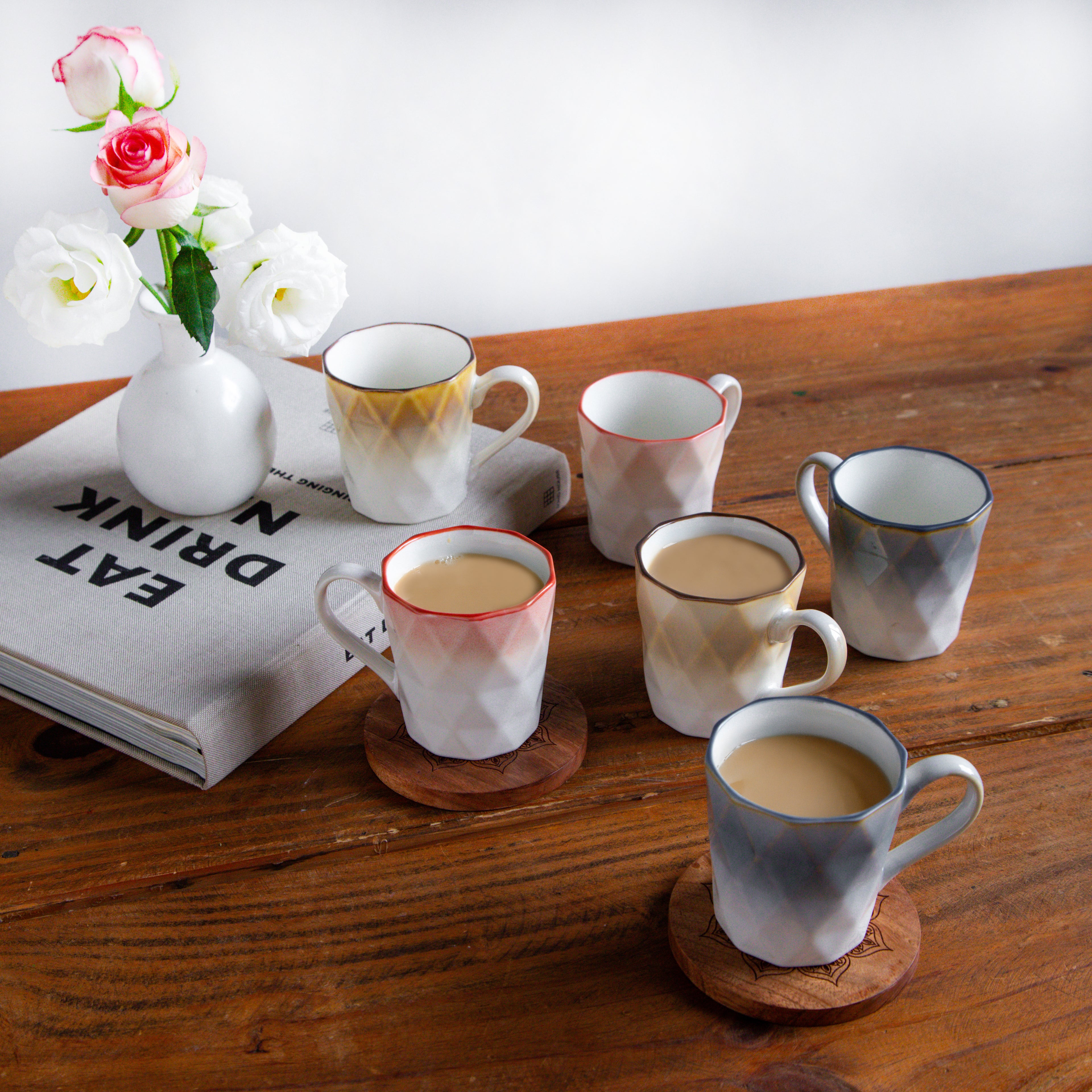 Facet Glow Teacup Set (6 pcs) – 180 ml each