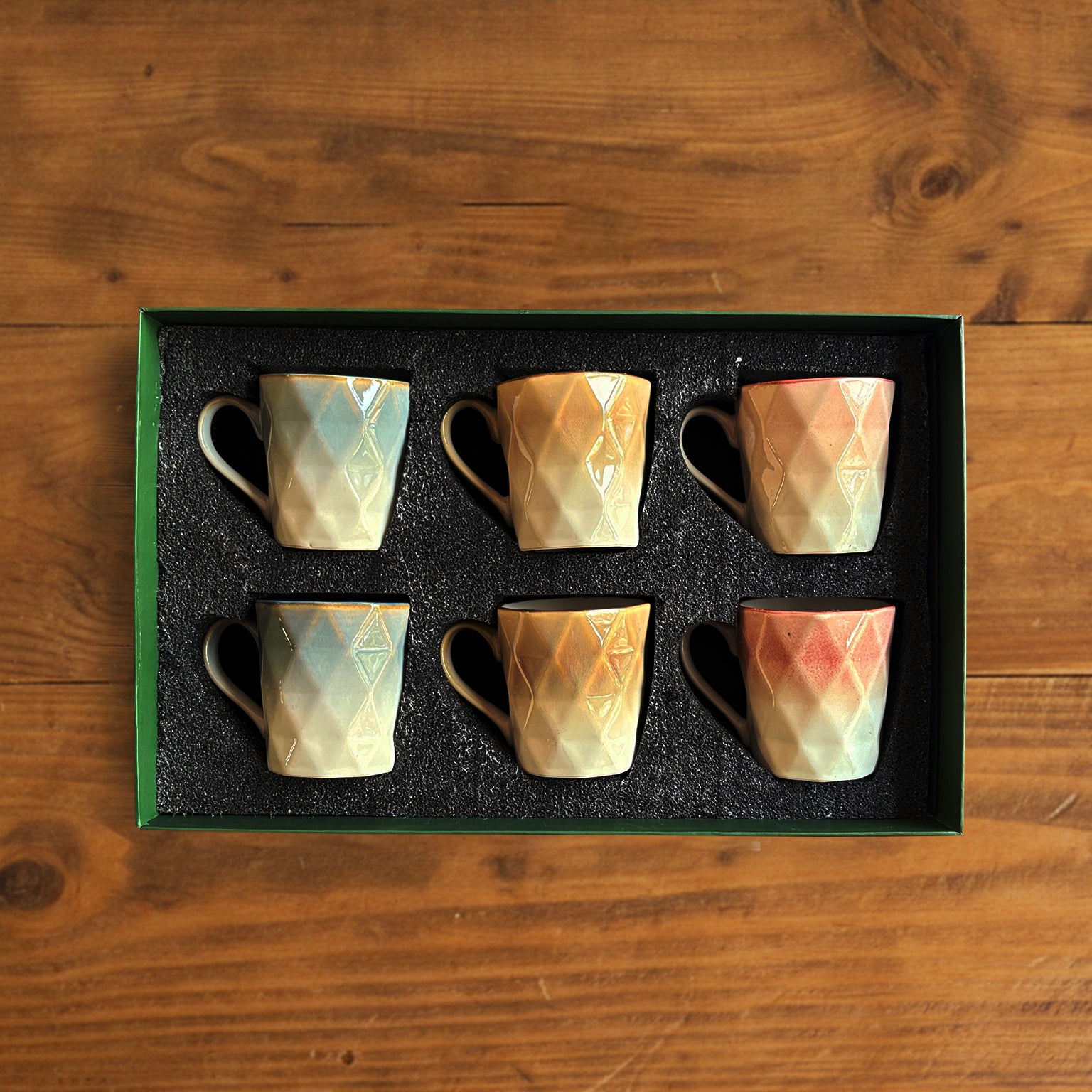 Facet Glow Teacup Set (6 pcs) – 180 ml each