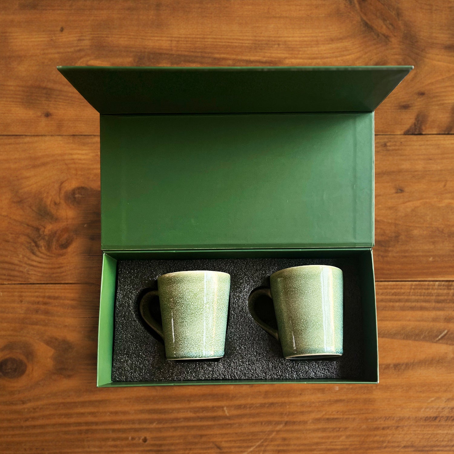 Forest Mist Hand-Painted Ceramic Mug – 300 ml (Set of 2)