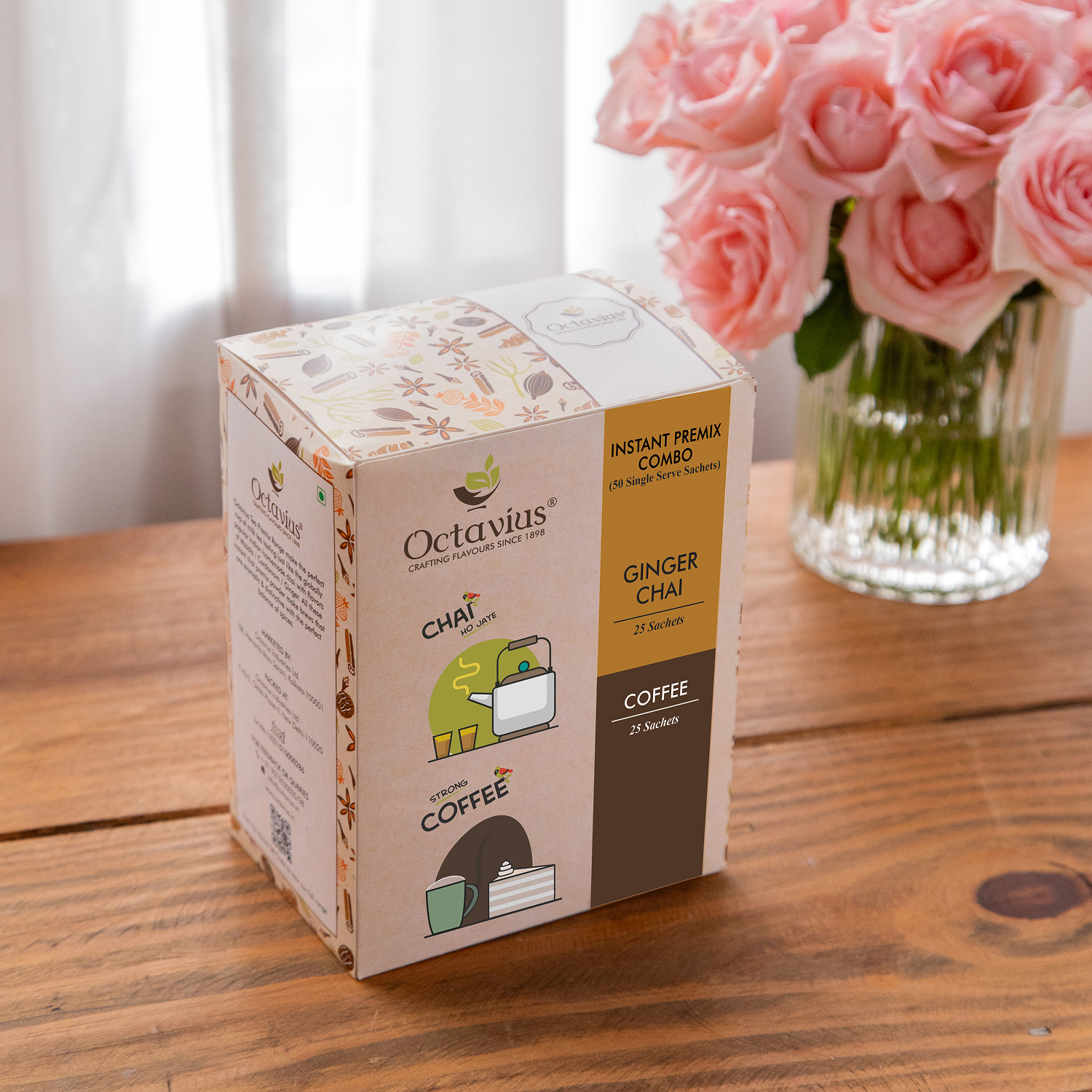 2 in 1 Instant Premix - Ginger Chai and Coffee 50 Sachets (Economy Pack)