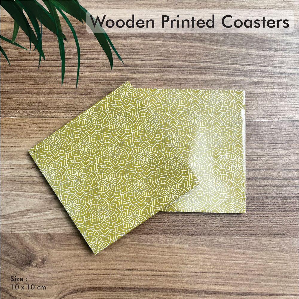 Green Printed Wooden Coasters