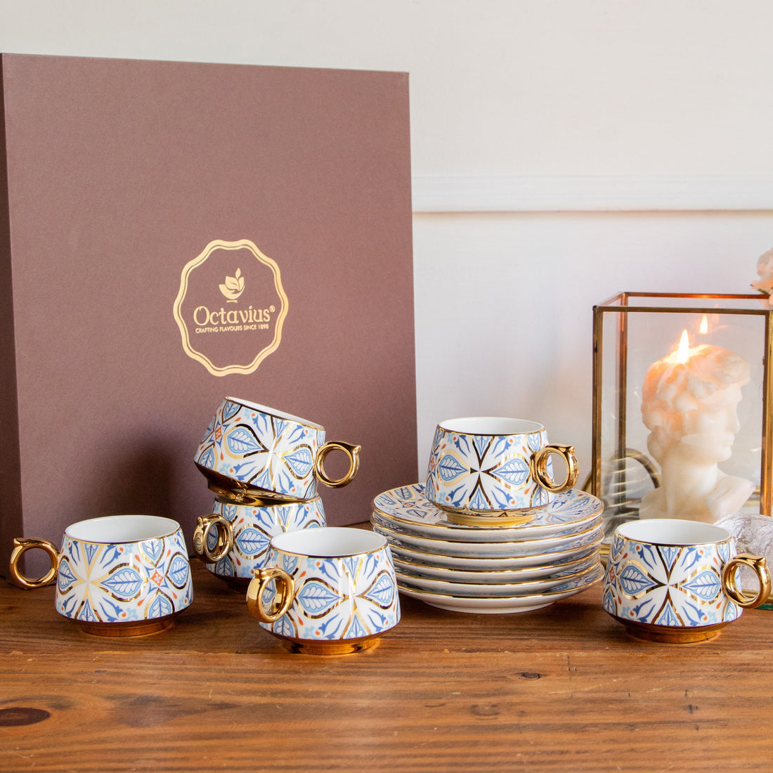 Imperial Mosaic Tea Set (6 Cups &amp; Saucers) – 200 ML Each