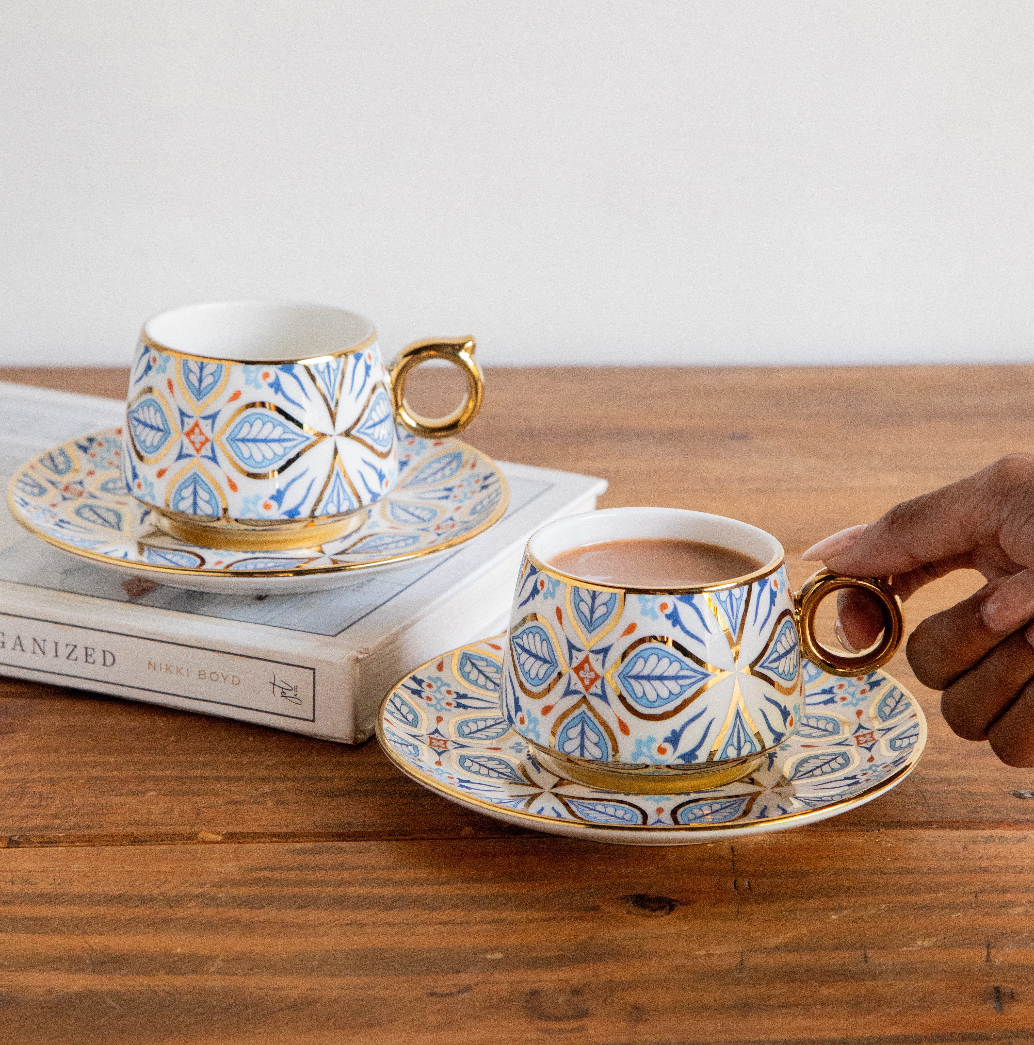 Imperial Mosaic Tea Set (6 Cups & Saucers) – 200 ML Each – Octavius