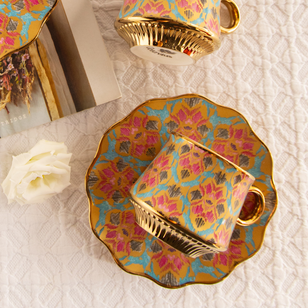 Regal Ikat Tea Set (6 Cups &amp; Saucers) – 200 ML Each