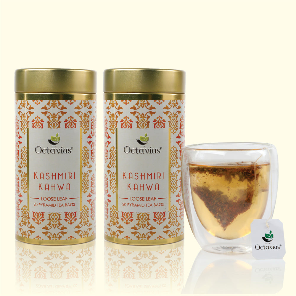 Kashmiri Kahwa Green Tea (20 Pyramid Tea Bags Each ) - Pack of 2