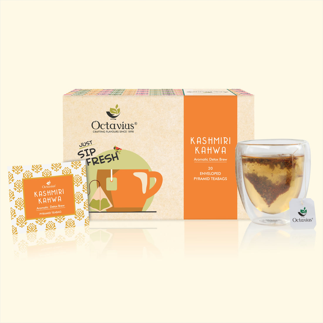Kashmiri Kahwa - 20  Enveloped Pyramid Tea Bags