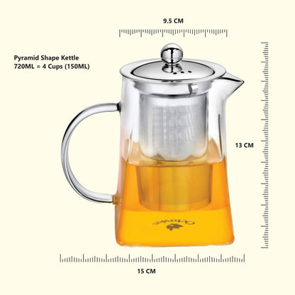 Pyramid Shaped Borosilicate Glass Kettle With Steel Infuser