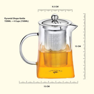 
                  
                    Load image into Gallery viewer, Pyramid Shaped Borosilicate Glass Kettle With Steel Infuser - 720 ML
                  
                